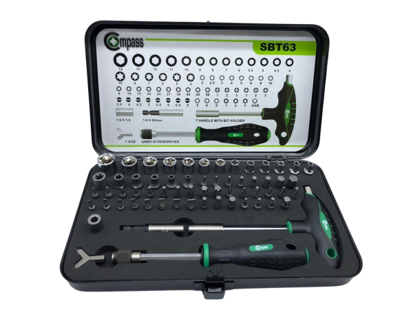 ชุดไขควงมือ และลูกบล็อก 63 ชิ้น COMPASS