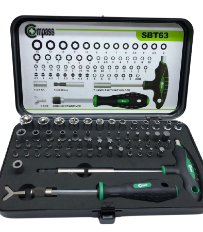ชุดไขควงมือ และลูกบล็อก 63 ชิ้น COMPASS